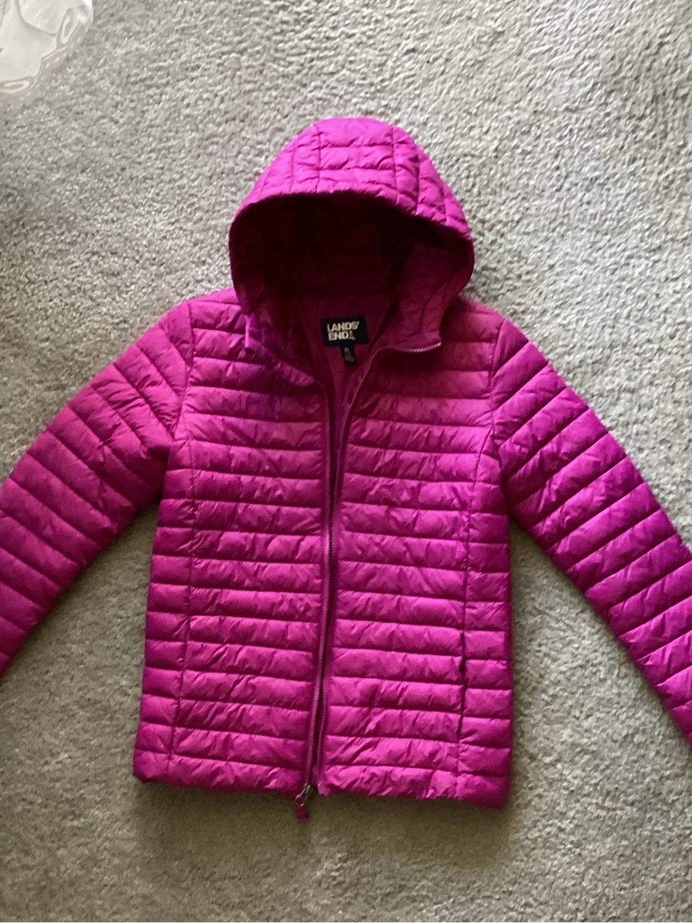 Lands' End Kids Hooded Packable Puffer Jacket - Bright Magenta